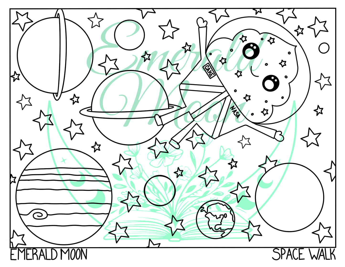 Space Walk Coloring Page