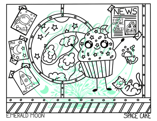 Space Cake Coloring Page