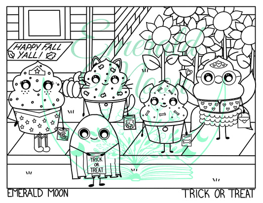 Trick or Treat Coloring Page