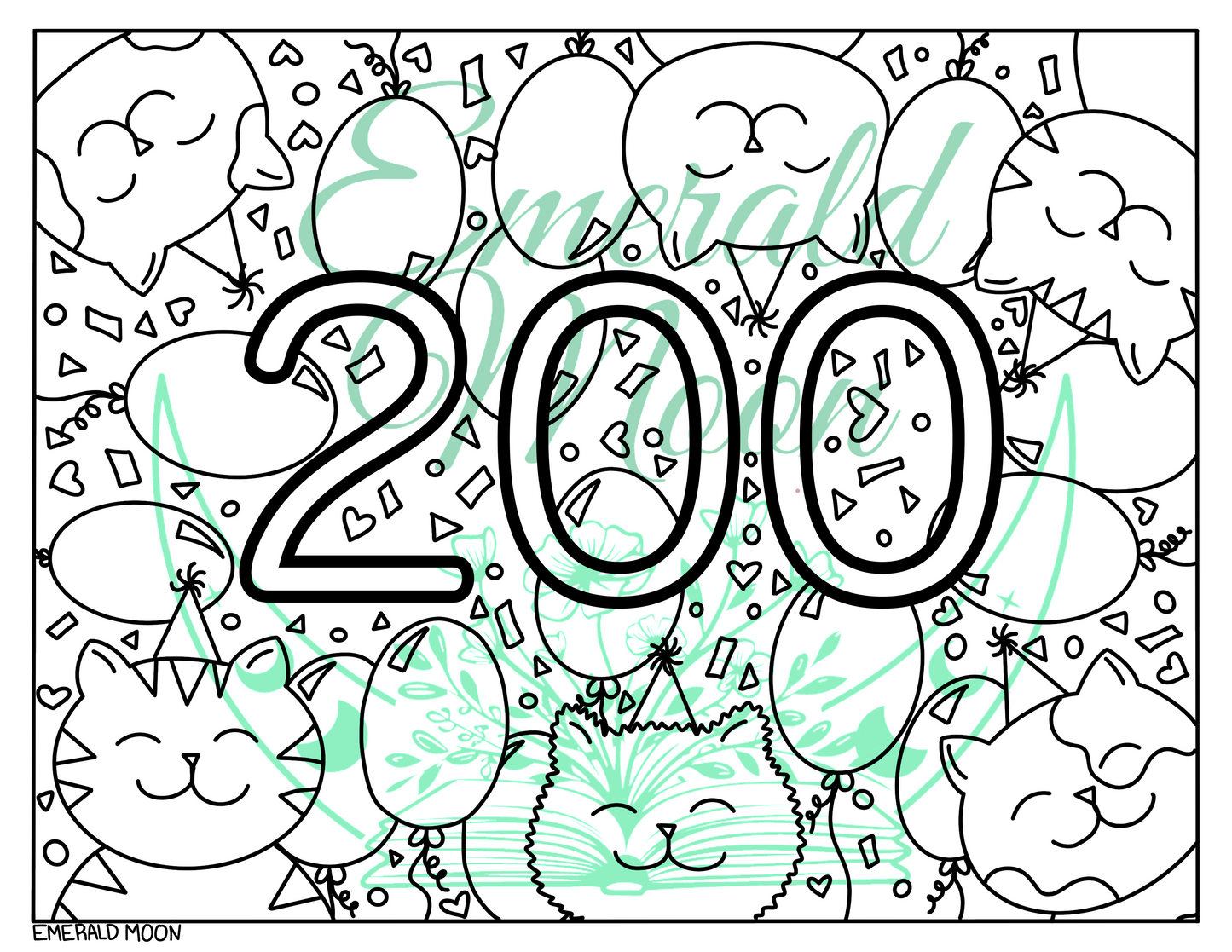 200 Celebration Coloring Page- Free Digital Download